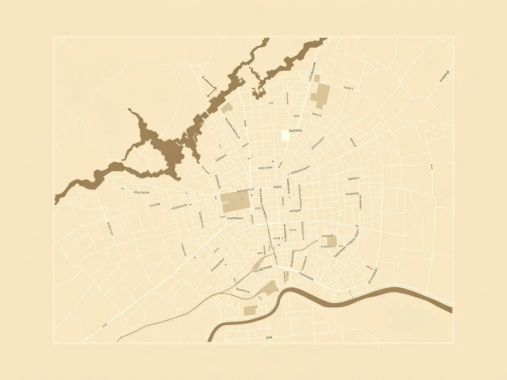 Clean architectural blueprint style map of Quebec City urban