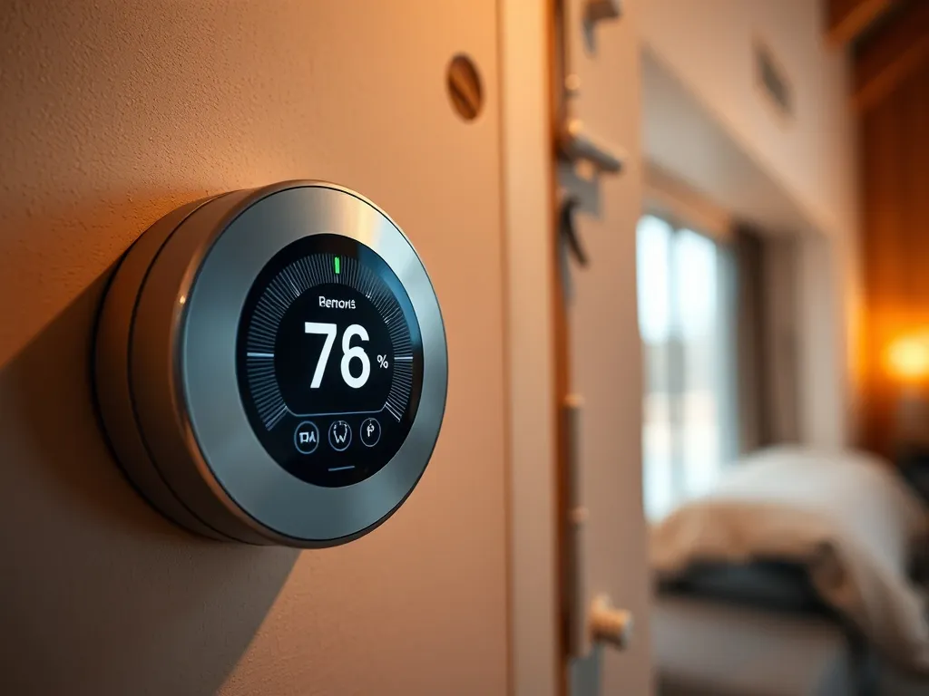 Close up of a smart thermostat and modern insulation materia