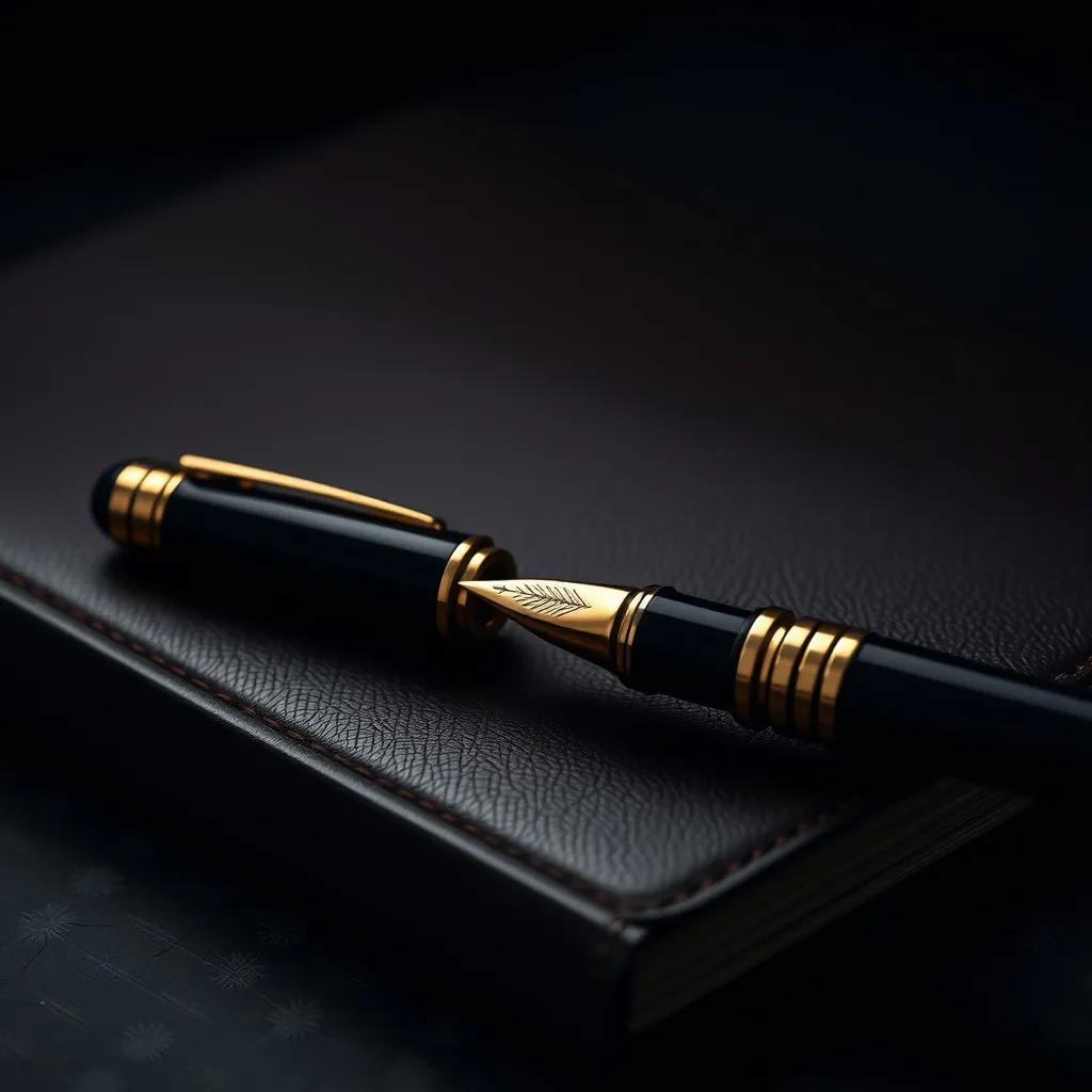 An abstract close-up of a high-end fountain pen resting on a